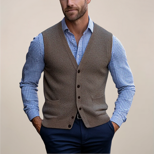 Men's Lightweight Sleeveless Vest Sweater - All-Season Ribbed Knit for Casual and Smart Casual Wear
