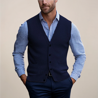 Men's Lightweight Sleeveless Vest Sweater - All-Season Ribbed Knit for Casual and Smart Casual Wear