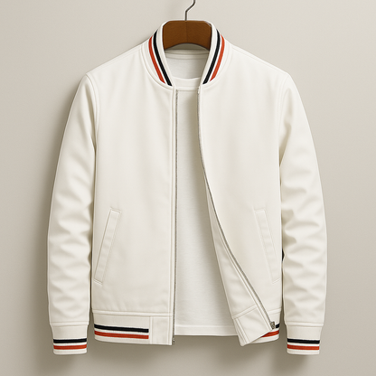 Men's Lightweight Zip-Up Bomber Jacket with Ribbed Trim - Versatile Streetwear Style for All Seasons