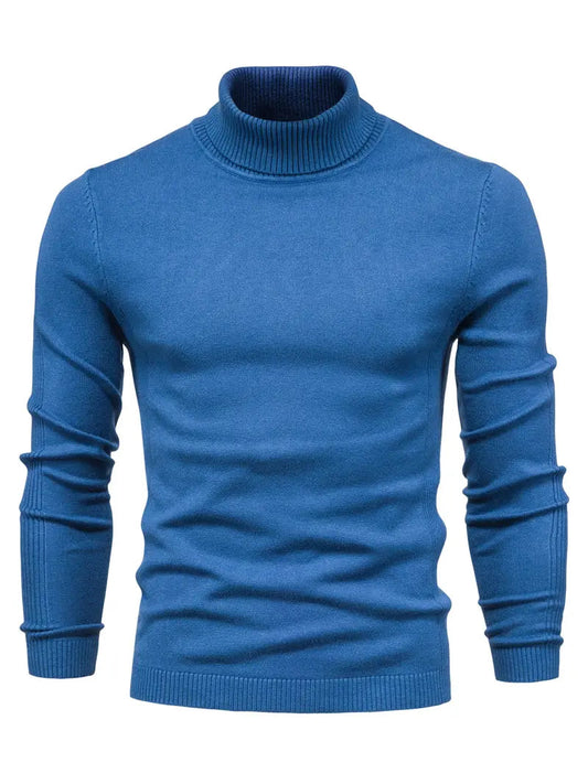 Men's Slim Fit Turtleneck Sweater - Soft Knit Fabric for Smart Casual Wear, Long Sleeve, Ribbed Cuffs, Autumn/Winter