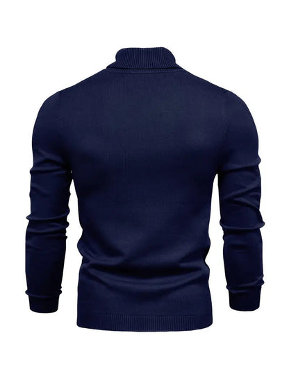 Men's Slim Fit Turtleneck Sweater - Soft Knit Fabric for Smart Casual Wear, Long Sleeve, Ribbed Cuffs, Autumn/Winter