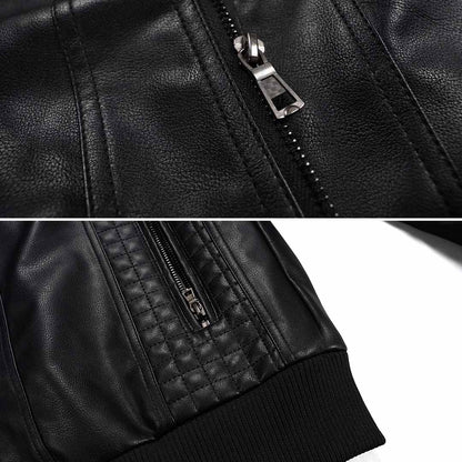 Men's Vintage Motorcycle Jacket, Multi-Pocket Crocheted Design, Lightweight Polyester Blend for Spring and Autumn