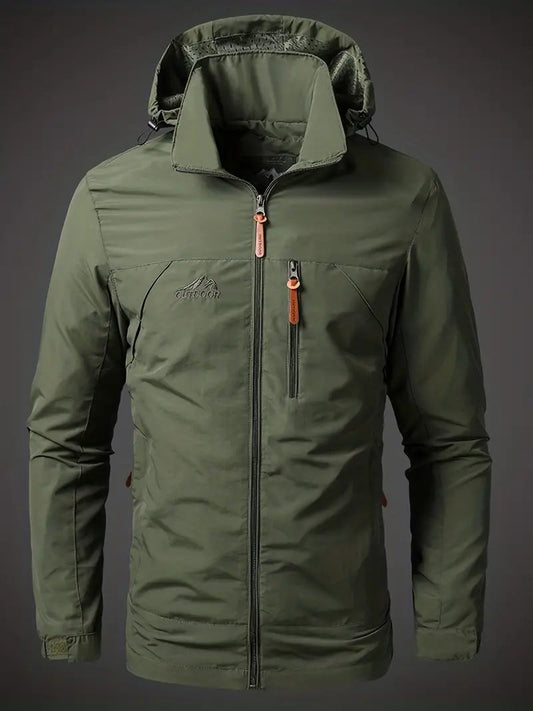 Men's Waterproof Hooded Rain Jacket with Zip Pockets – Breathable and Stylish Rain Coat for Outdoor Adventures