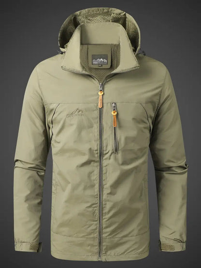 Men's Waterproof Hooded Rain Jacket with Zip Pockets – Breathable and Stylish Rain Coat for Outdoor Adventures