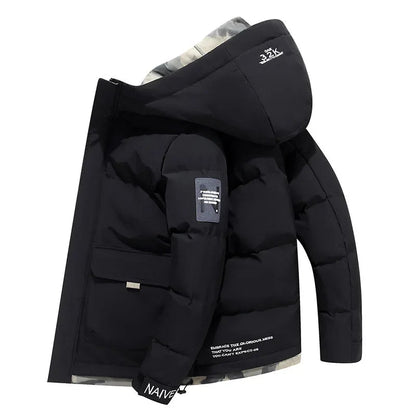 Men's Waterproof Parka Jacket - Stylish Fixed Hooded Winter Jacket for Cold Weather