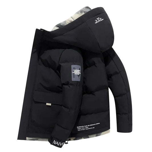 Men's Waterproof Parka Jacket - Stylish Fixed Hooded Winter Jacket for Cold Weather