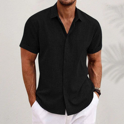 Orion Men's Linen Shirt | Breathable Cotton Blend, Short Sleeve