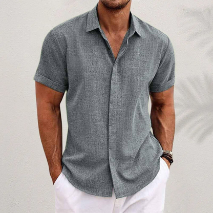 Orion Men's Linen Shirt | Breathable Cotton Blend, Short Sleeve