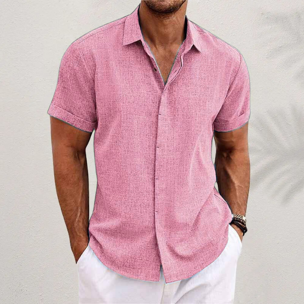 Orion Men's Linen Shirt | Breathable Cotton Blend, Short Sleeve