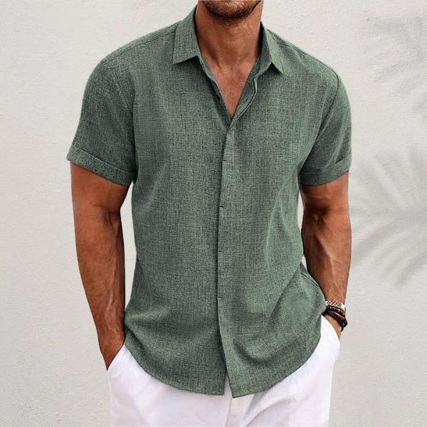 Orion Men's Linen Shirt | Breathable Cotton Blend, Short Sleeve