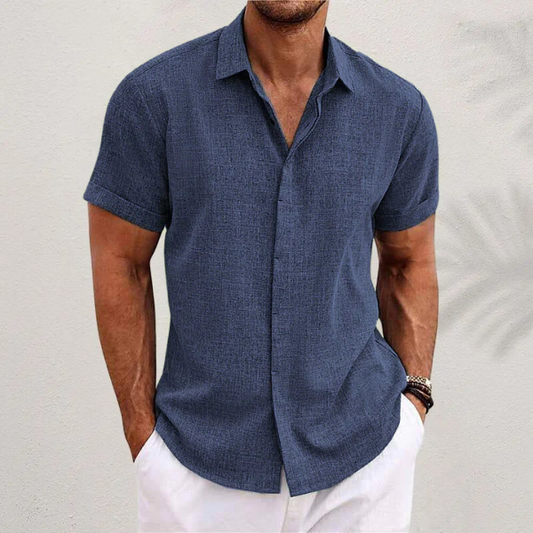 Orion Men's Linen Shirt | Breathable Cotton Blend, Short Sleeve