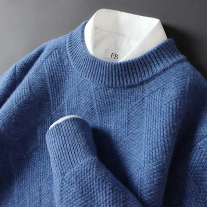 Sweater for Men – Crewneck Long Sleeve with Ribbed Cuffs – Soft and Elegant