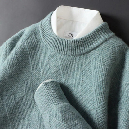 Sweater for Men – Crewneck Long Sleeve with Ribbed Cuffs – Soft and Elegant