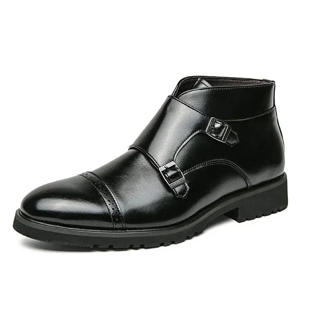 Darell | Leather Double-Monk Boots with Straps