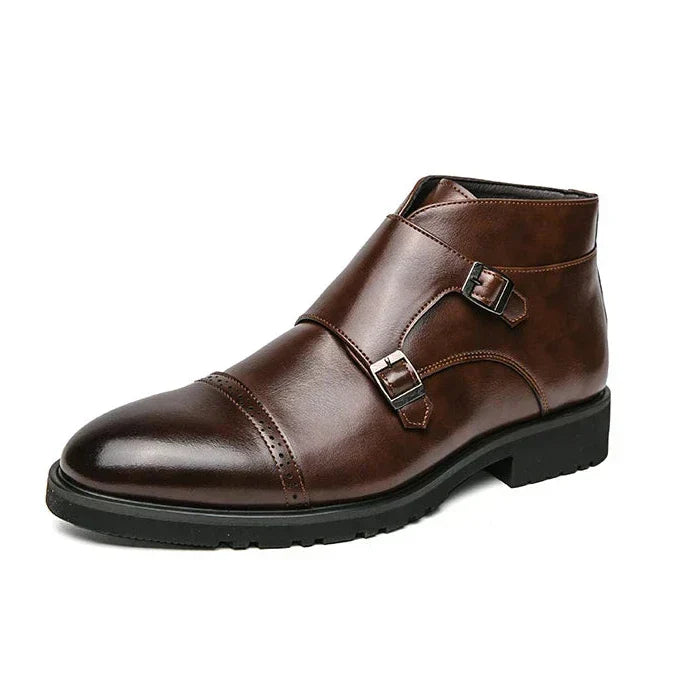 Darell | Leather Double-Monk Boots with Straps