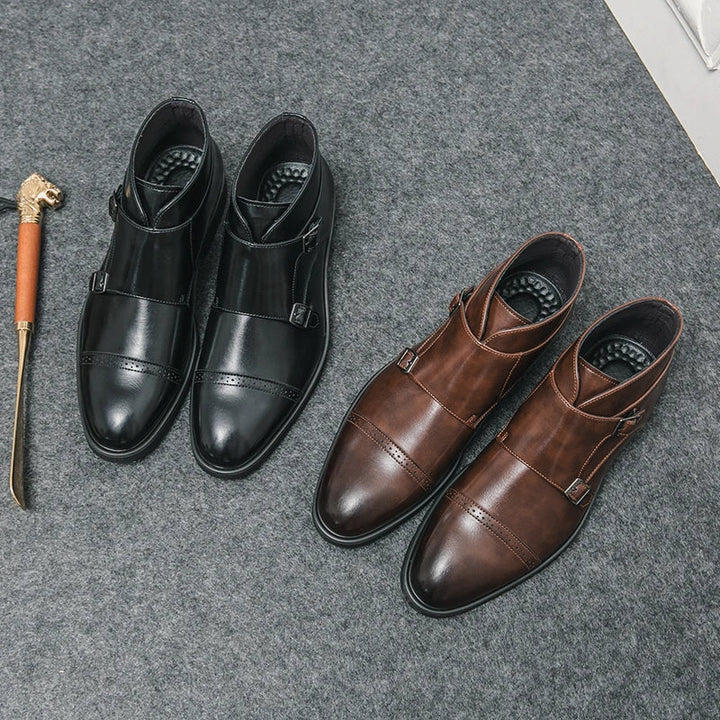 Darell | Leather Double-Monk Boots with Straps