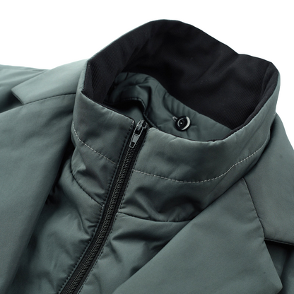 Stylish Men's Windbreaker Jacket - Water-Resistant Cotton-Polyester Outerwear with Warm Duck Down Insulation and Side Pockets