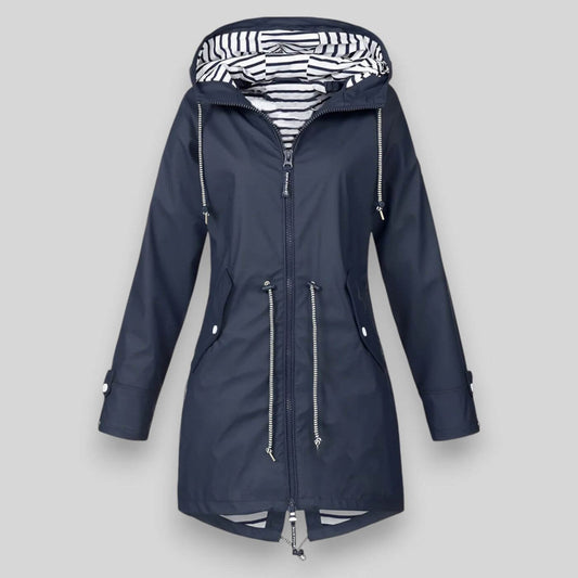 Stylish Women's Waterproof Rain Jacket with Adjustable Waist and Hood – Rain Coat for All Weather Protection