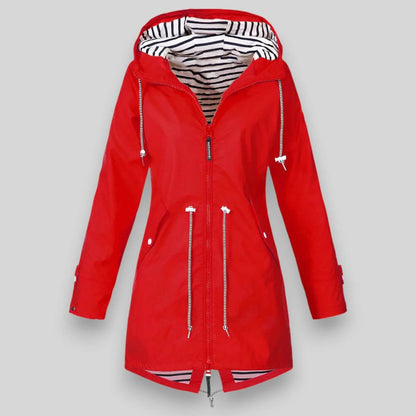 Stylish Women's Waterproof Rain Jacket with Adjustable Waist and Hood – Rain Coat for All Weather Protection