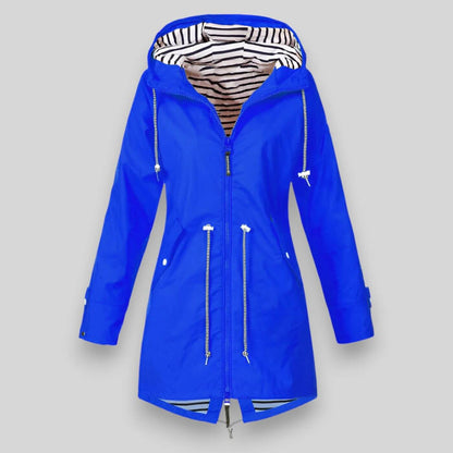 Stylish Women's Waterproof Rain Jacket with Adjustable Waist and Hood – Rain Coat for All Weather Protection