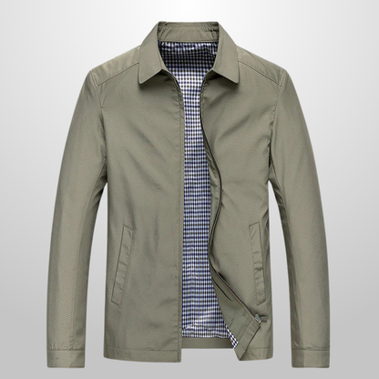 Tailored Jacket with Crisp Turn-Down Collar and Zip Front – Lightweight Polyester Blend for Versatile Style and Comfort
