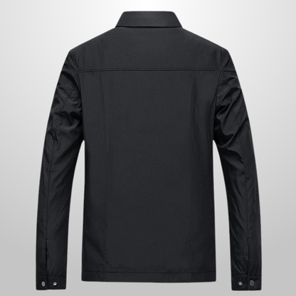 Tailored Jacket with Crisp Turn-Down Collar and Zip Front – Lightweight Polyester Blend for Versatile Style and Comfort
