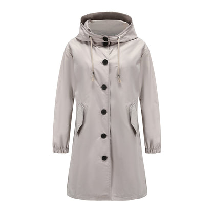 Waterproof Rain Jacket for Women with Adjustable Hood and Flap Pockets – All-Season Rain Coat