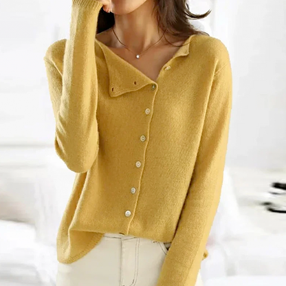 Women's Black Cardigan - Cozy Knit Wool Sweater, Elegant Layering for Any Occasion