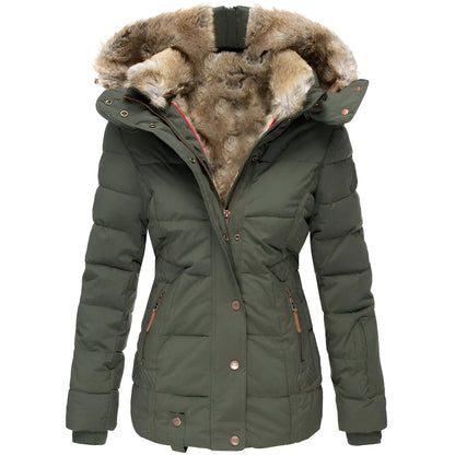 Women's Black Hooded Puffer Jacket – Slim Fit Insulated Winter Coat for Cold Weather