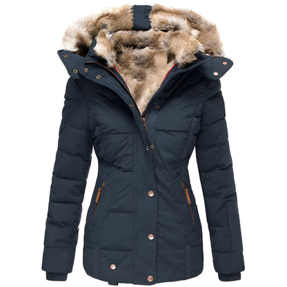 Women's Black Hooded Puffer Jacket – Slim Fit Insulated Winter Coat for Cold Weather