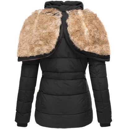 Women's Black Hooded Puffer Jacket – Slim Fit Insulated Winter Coat for Cold Weather