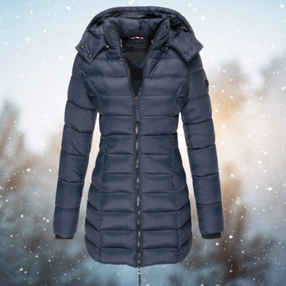 Women's Black Insulated Puffer Jacket with Hood – Warm Winter Coat for Cold Weather