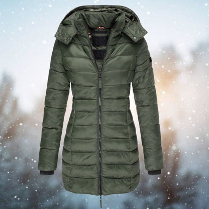 Women's Black Insulated Puffer Jacket with Hood – Warm Winter Coat for Cold Weather