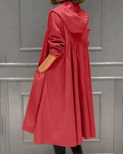 Women's Long Waterproof Raincoat with Hood - Stylish and Functional Waterproof Coat for All Weather