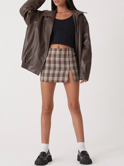 Women's Oversized Leather Bomber Jacket with Zipper Front – Casual Street Style Coats for Effortless Layering