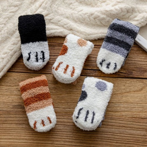 Soft cat paw socks with non-slip grips