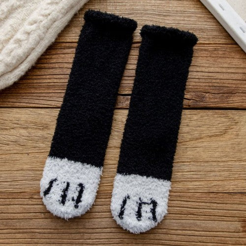 Soft cat paw socks with non-slip grips