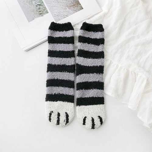 Soft cat paw socks with non-slip grips