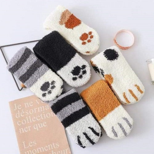 Soft cat paw socks with non-slip grips