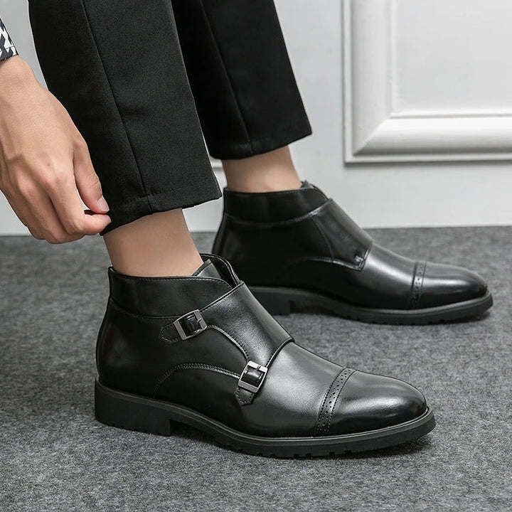 Darell | Leather Double-Monk Boots with Straps