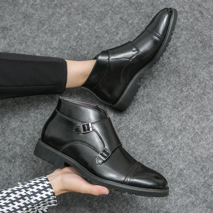 Darell | Leather Double-Monk Boots with Straps