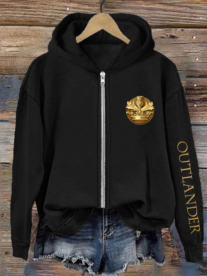 Historical Tv Show Inspired Glitter Graphic Full Zip Hoodie