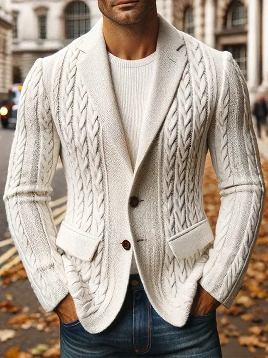 Fashion Solid Color Lapel Knitted Jacket