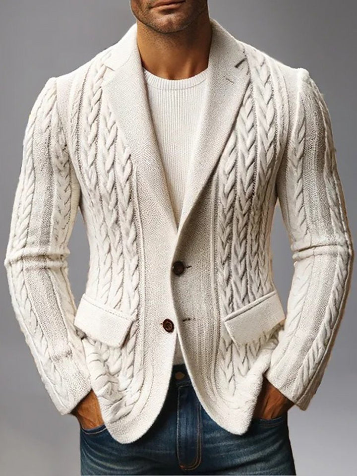 Fashion Solid Color Lapel Knitted Jacket