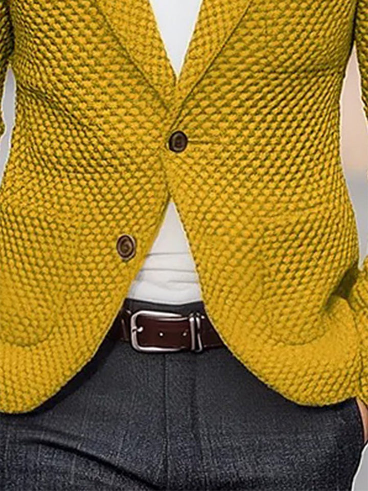 Fashion Solid Color 3 Pocket Lapel Knitted Jacket