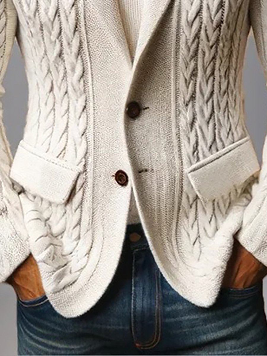 Fashion Solid Color Lapel Knitted Jacket