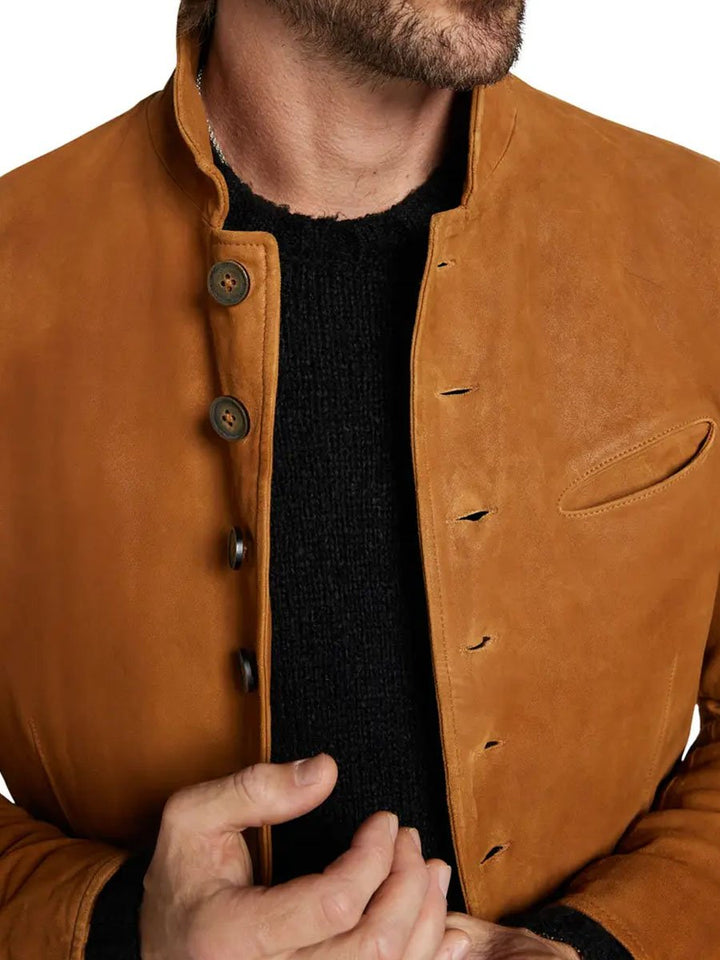 Men's Vintage Suede Stand Collar Pocket Casual Blazer