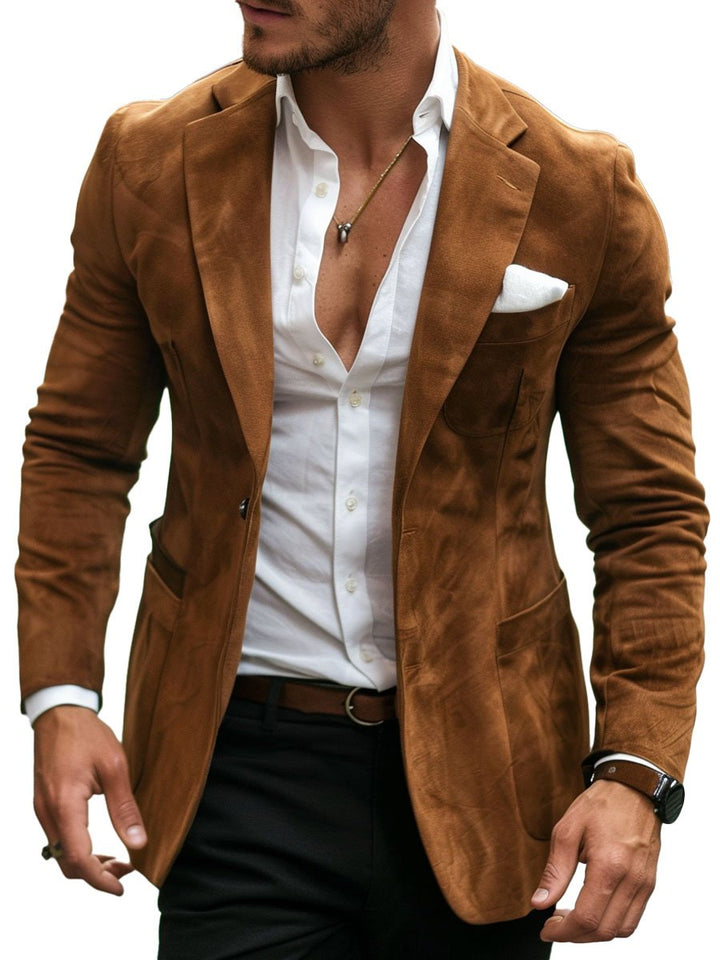 Men's Vintage Suede Three Pocket Lapel Casual Blazer