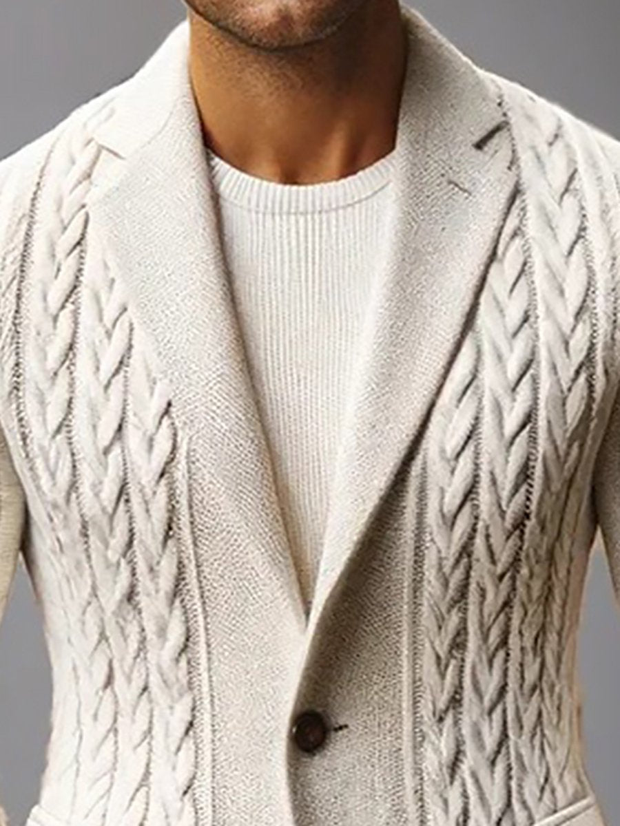 Fashion Solid Color Lapel Knitted Jacket