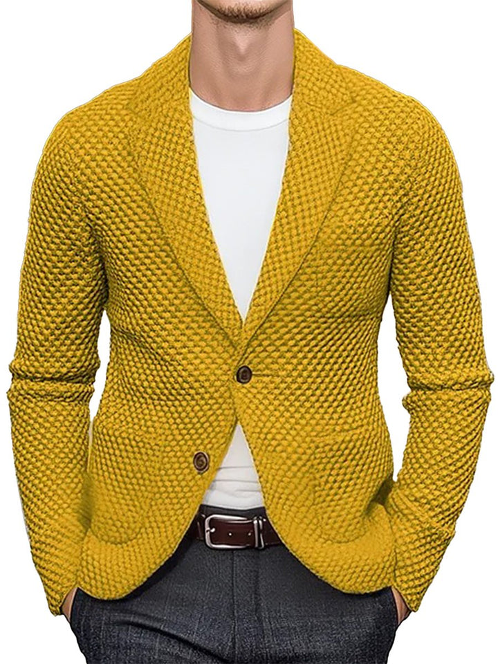 Fashion Solid Color 3 Pocket Lapel Knitted Jacket